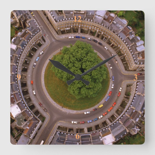 Bath, The Circus. Square Wall Clock (Front)