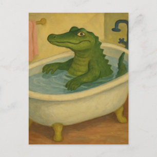 Bath Time Alligator Postcard
