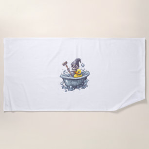 Bath Time Bones – Cute Funny Skull in Tub Beach Towel