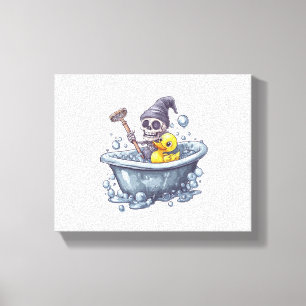 Bath Time Bones – Cute Funny Skull in Tub Canvas Print