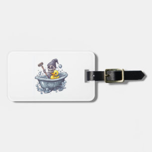 Bath Time Bones � Cute Funny Skull in Tub Luggage Tag