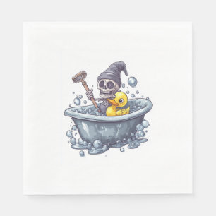 Bath Time Bones – Cute Funny Skull in Tub Napkin