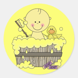 Bath Time Boy Tshirts and Gifts Classic Round Sticker