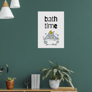 Bath Time Cute Kawaii Bathtub  Poster