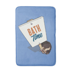Bath Time Funny Hedgehog Picket Sign Cartoon Mat