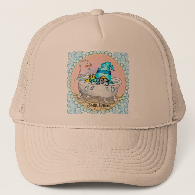 Bath time gnome  trucker hat (Front)
