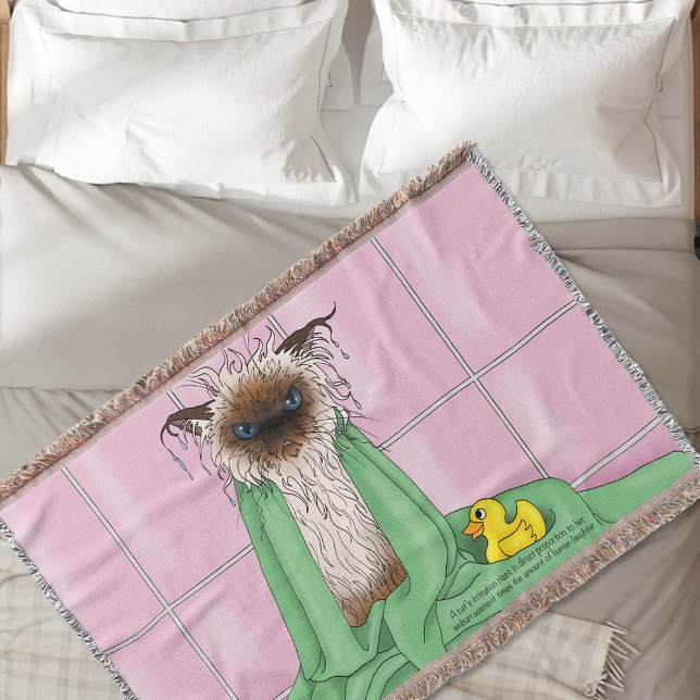 Bath Time Siamese Cat Throw Blanket (Creator Uploaded)