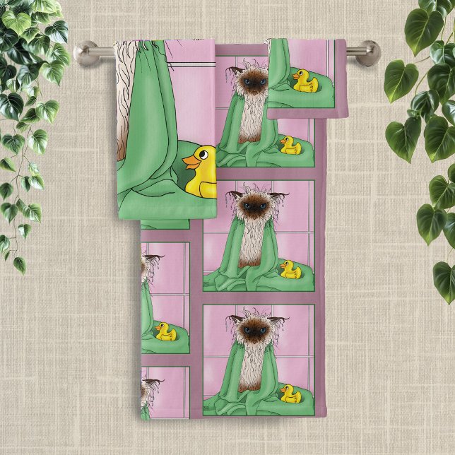 Bath Time Siamese Cat Towel Set (Creator Uploaded)