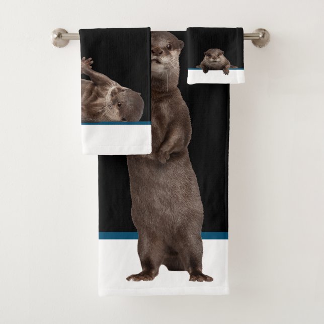 Bath Time Weasels  -  Cute Otters Towel Set (Insitu)