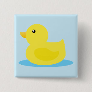 Bath Time Yellow Duck 15 Cm Square Badge