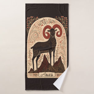 Bath Towel Aries Celestial Zodiac Art
