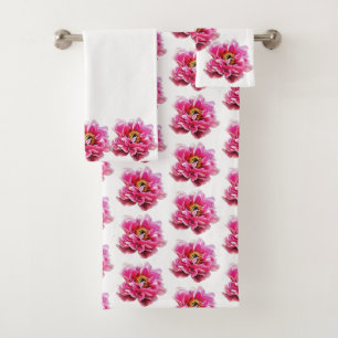 Bath Towel Pink Peonies