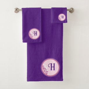 Bath Towel Set  - Add your initial - Purple