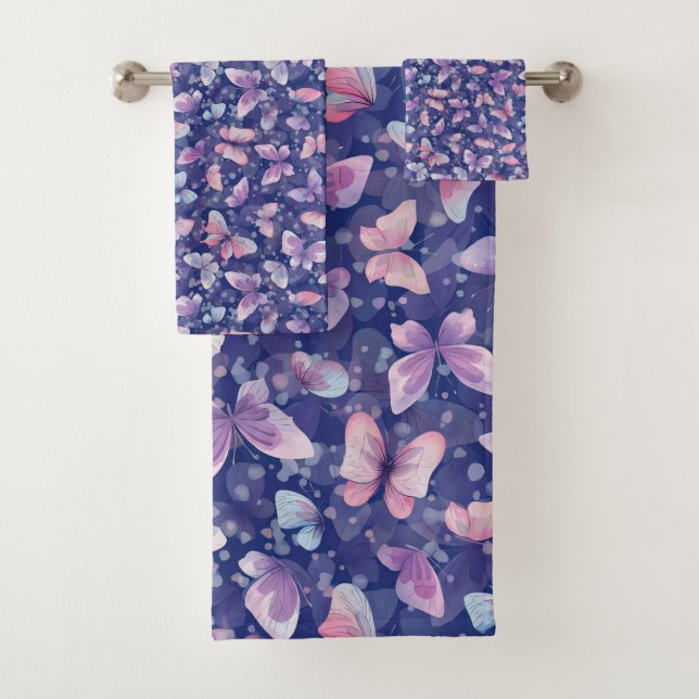Bath Towel set butterfly pattern#1 (Insitu)