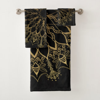Bath Towel Set - Golden Bee Mandala