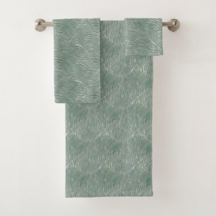 Bath Towel set Green water print