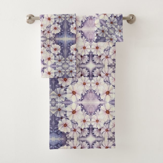 Bath Towel Set Lavender Daisies (Insitu)