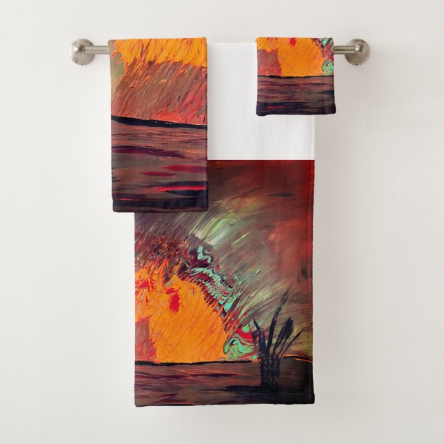 Bath Towel Set  "Orange Burst Lake" (Insitu)