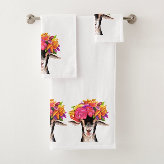 Bath Towel Set Posey the Goat (Insitu)