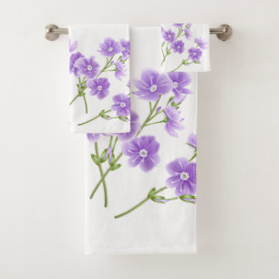 Bath Towel Set-Purple Wildflowers