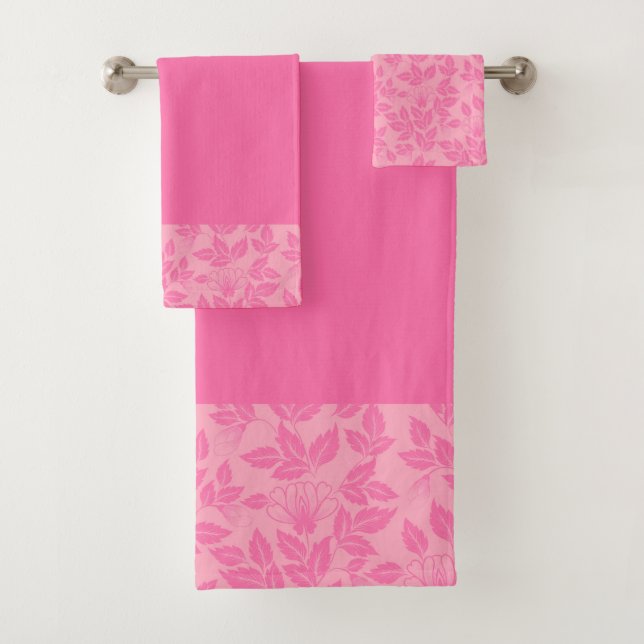 Bath Towel Set-Vintage Floral Pink (Insitu)