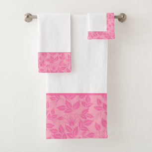 Bath Towel Set-Vintage Floral Pink