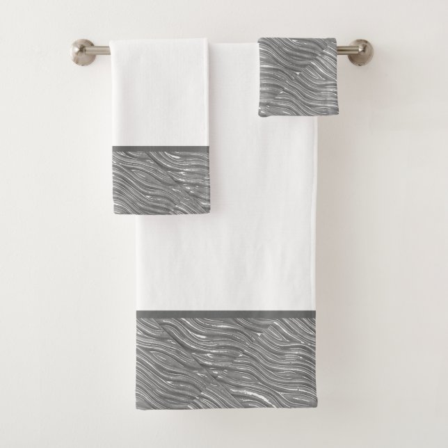 Bath Towel set with Grey Water pattern  (Insitu)