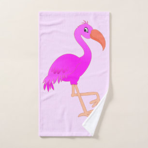 Bath Towel Set with Pink Flamingo