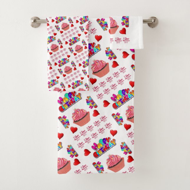 Bath Towel Sets, Happy Birthday Happy Valentine's (Insitu)