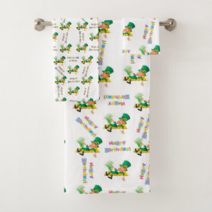 Bath Towel Sets, St. Patrick's Day Happy Birthday 