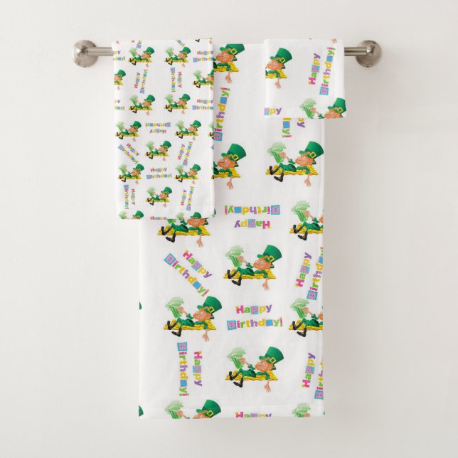 Bath Towel Sets, St. Patrick's Day Happy Birthday  (Insitu)
