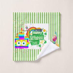 Bath Towel Sets, St. Patrick's Day Happy Birthday 