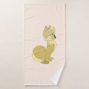 Bath Towel with Yellow Cat