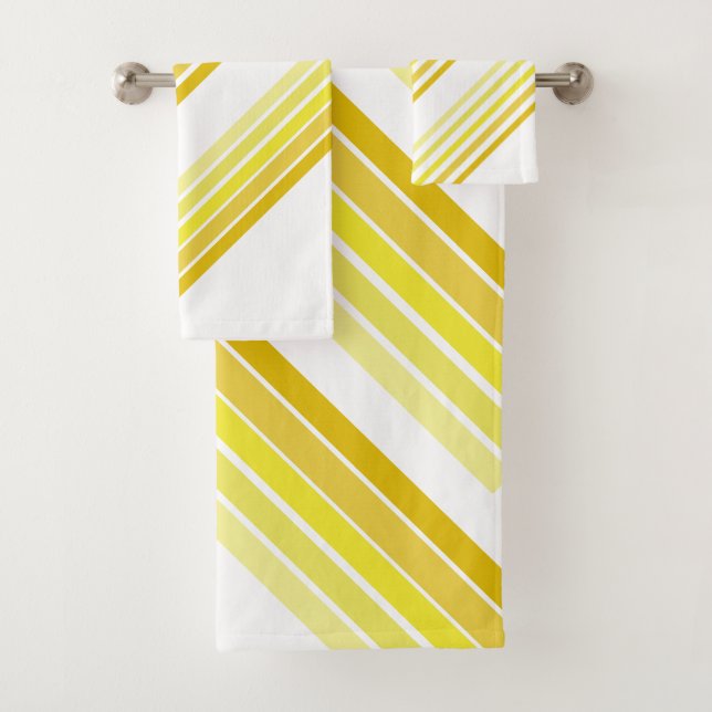 Bath Towels - Shades of Yellow Diagonal Stripes (Insitu)