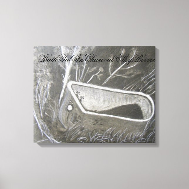 Bath tub in charcoal canvas print (Front)