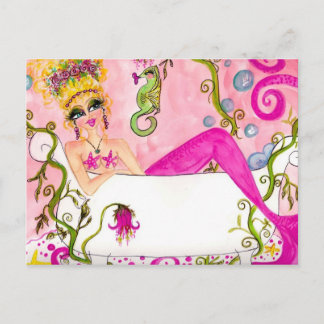 Bath tub mermaid postcard