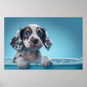 Bath Tub Pup Poster
