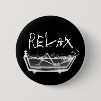 Bath Tub X-Ray Skeleton Black & White 6 Cm Round Badge