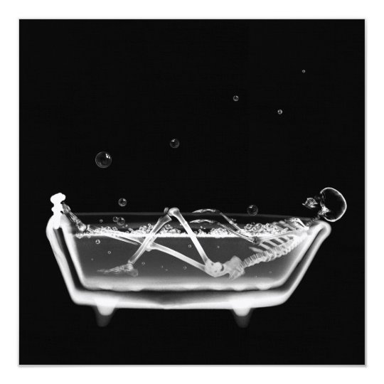 Bath Tub X-Ray Skeleton Black & White Card