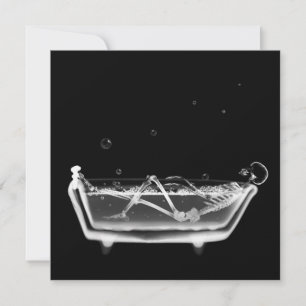 Bath Tub X-Ray Skeleton Black & White Invitation