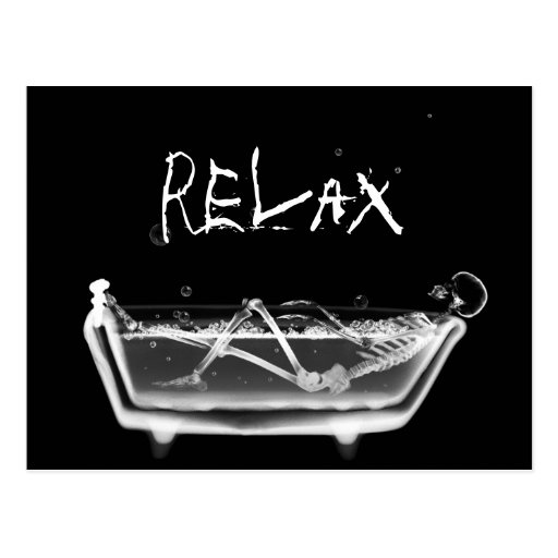 Image of Bath Tub X-Ray Skeleton Black & White Postcard