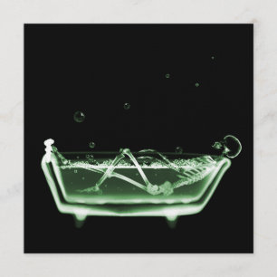 Bath Tub X-Ray Skeleton Green Invitation
