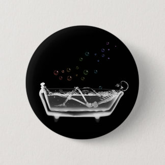 Bath Tub X-Ray Skeleton - Rainbow Bubbles 6 Cm Round Badge