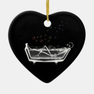 Bath Tub X-Ray Skeleton - Rainbow Bubbles Ceramic Tree Decoration