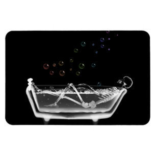 Bath Tub X-Ray Skeleton - Rainbow Bubbles Magnet