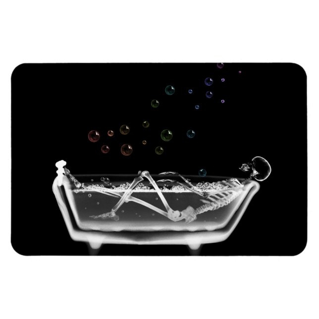 Bath Tub X-Ray Skeleton - Rainbow Bubbles Magnet (Horizontal)