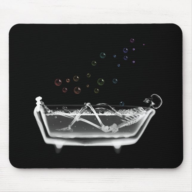 Bath Tub X-Ray Skeleton - Rainbow Bubbles Mouse Mat (Front)