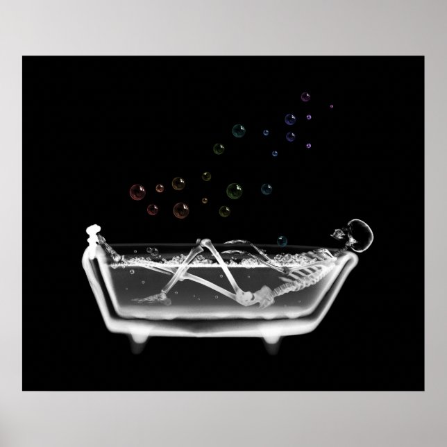 Bath Tub X-Ray Skeleton - Rainbow Bubbles Poster (Front)