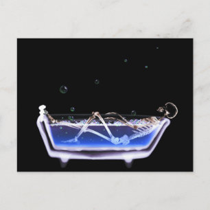 BATH TUB X-RAY VISION SKELETON - ORIGINAL POSTCARD