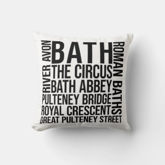 Bath, UK Landmarks Typography - England Word Art Cushion